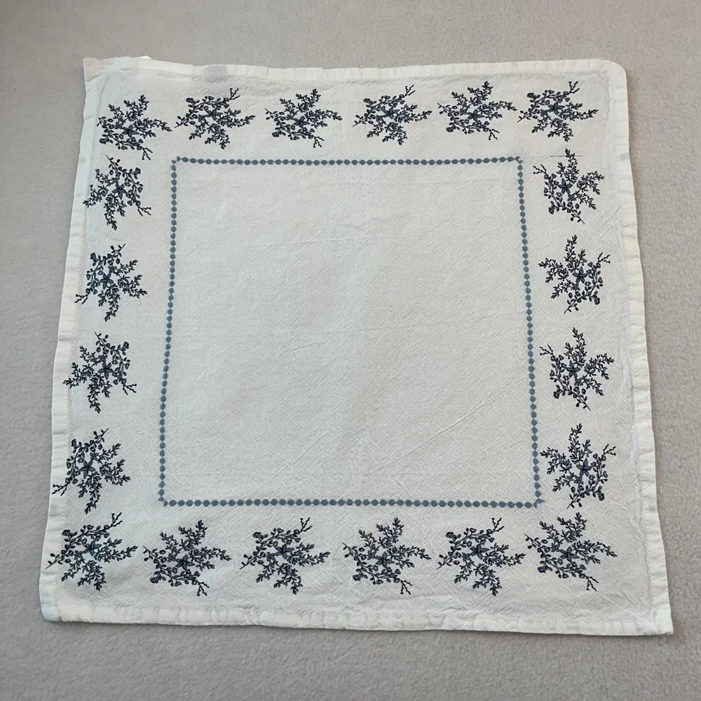 My Texas House Blue Floral White Cotton Napkins Set of 10 Square
